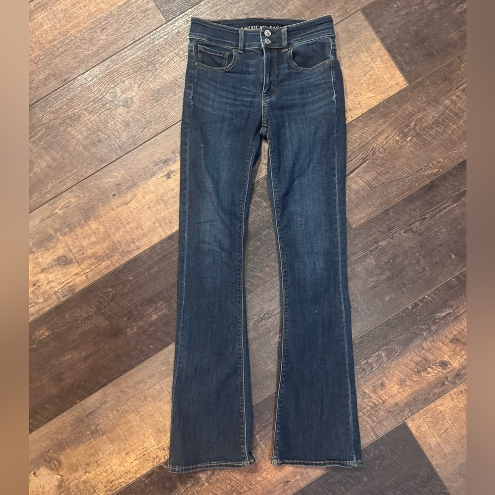 American Eagle Outfitters Dark Blue Boot Cut Jeans Size 4 Long